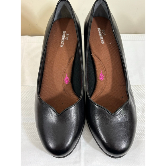 Women's ROS HOMPERSON Black Leather Heels Size 8.5WW - Picture 2 of 9